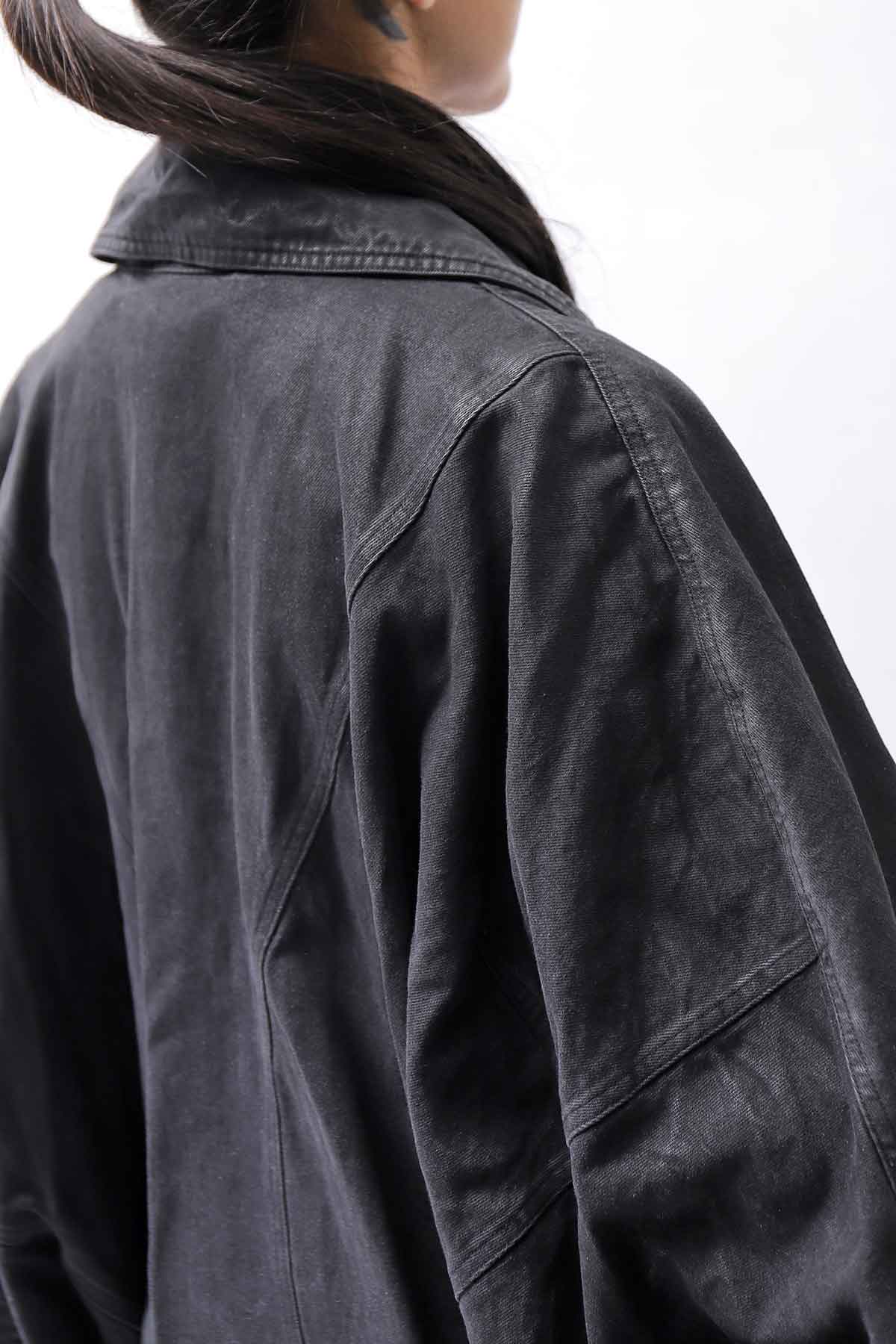 【RUNDHOLZ】 DENIM GLOSS DOLMAN SLEEVE JACKET 103_BLACK GLOSS