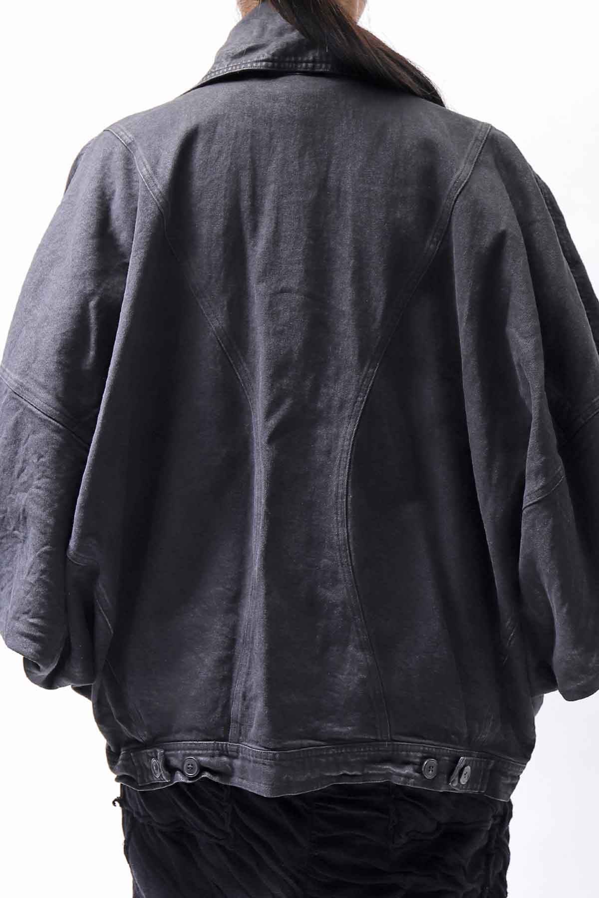 【RUNDHOLZ】 DENIM GLOSS DOLMAN SLEEVE JACKET 103_BLACK GLOSS