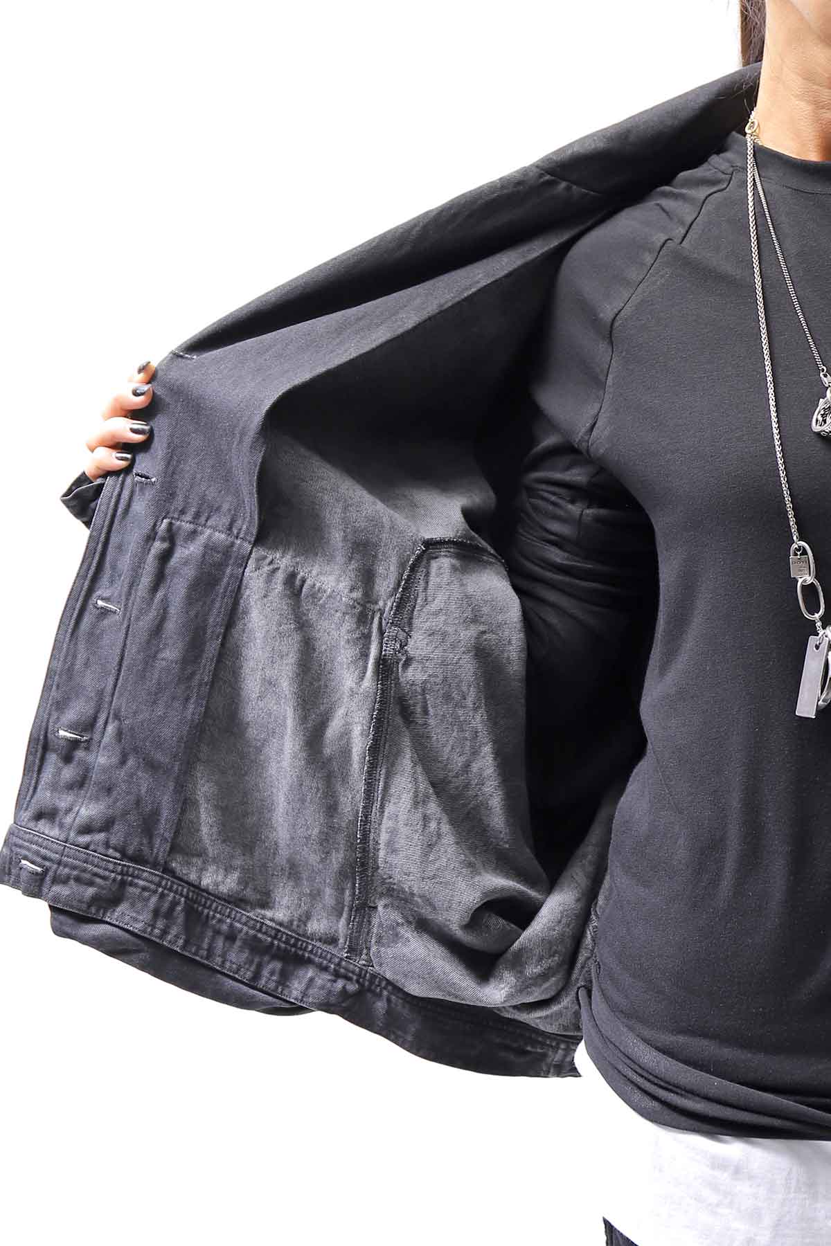 【RUNDHOLZ】 DENIM GLOSS DOLMAN SLEEVE JACKET 103_BLACK GLOSS