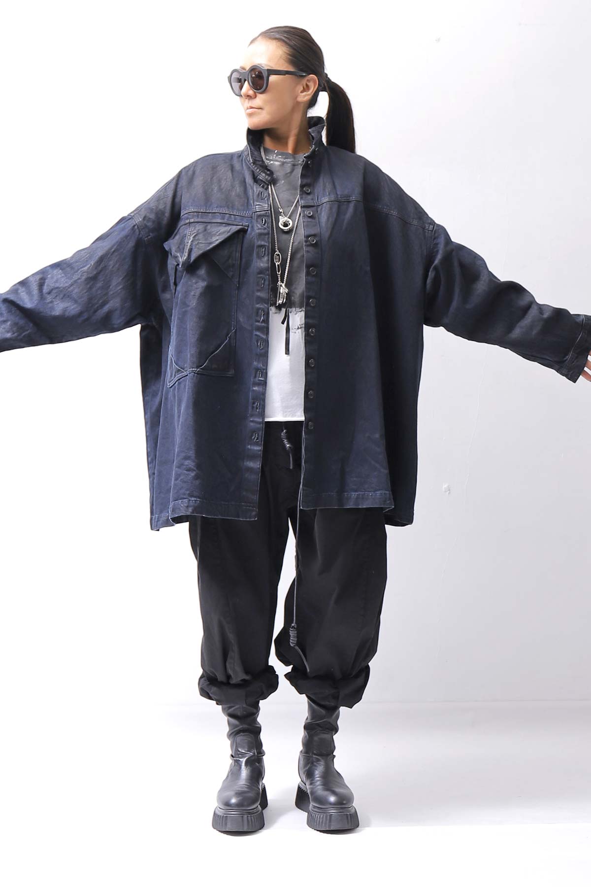 【RUNDHOLZ】 DENIM GLOSS OVER SIZED SHIRT 203_INDIGO BLACK GLOSS