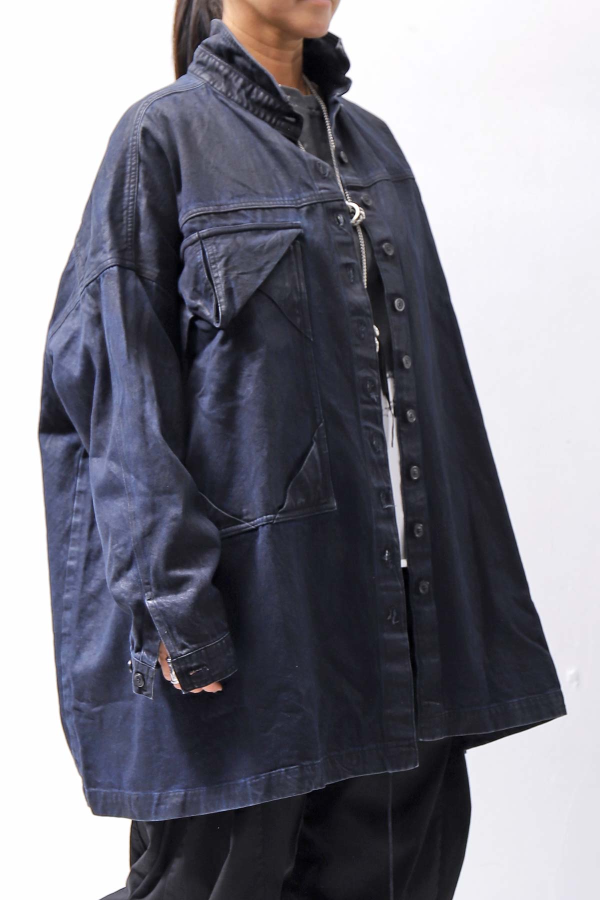 【RUNDHOLZ】 DENIM GLOSS OVER SIZED SHIRT 203_INDIGO BLACK GLOSS
