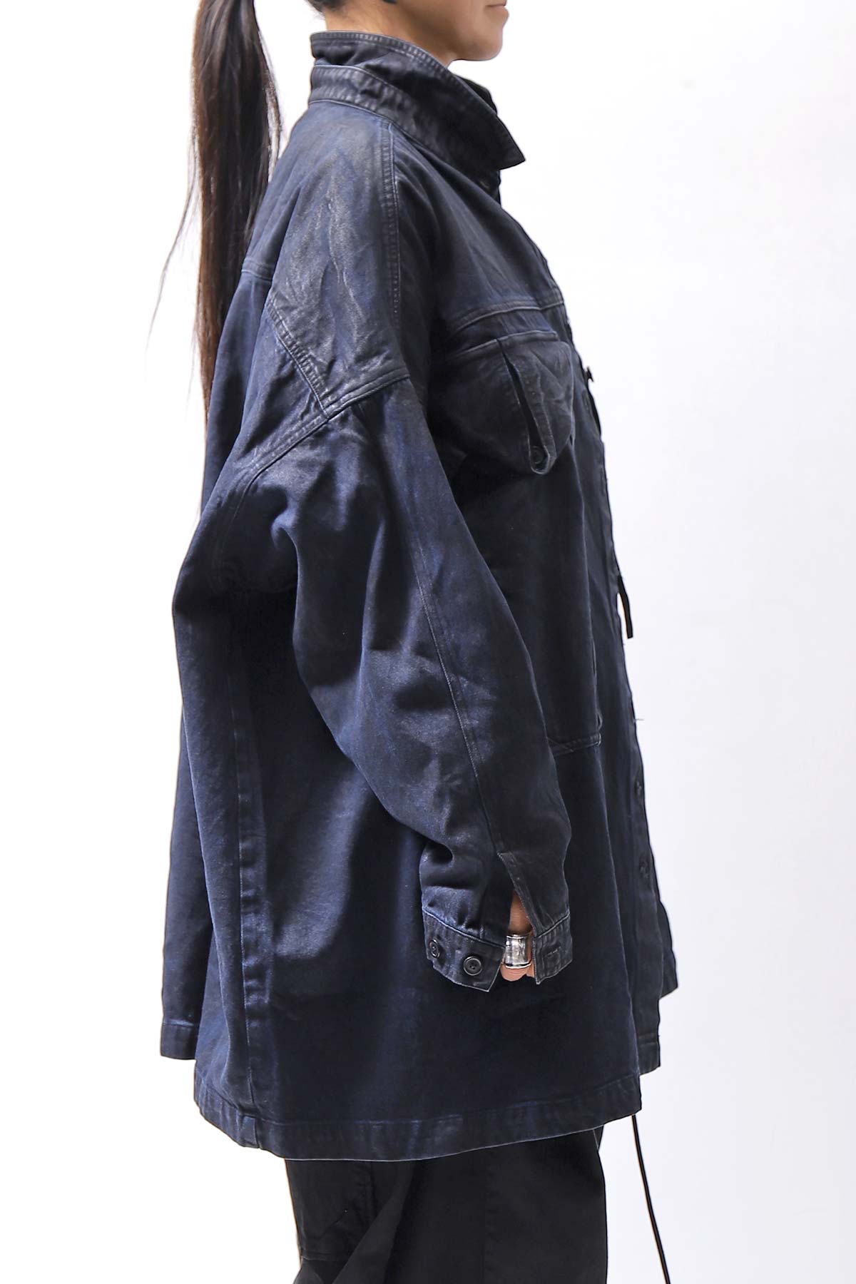 【RUNDHOLZ】 DENIM GLOSS OVER SIZED SHIRT 203_INDIGO BLACK GLOSS