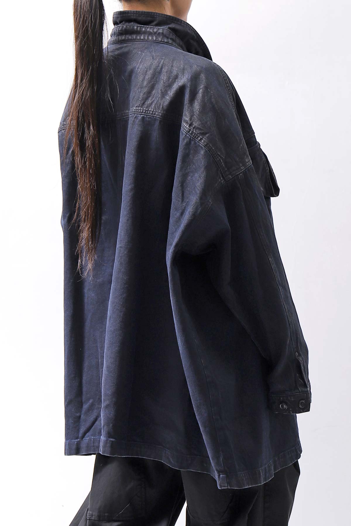 【RUNDHOLZ】 DENIM GLOSS OVER SIZED SHIRT 203_INDIGO BLACK GLOSS