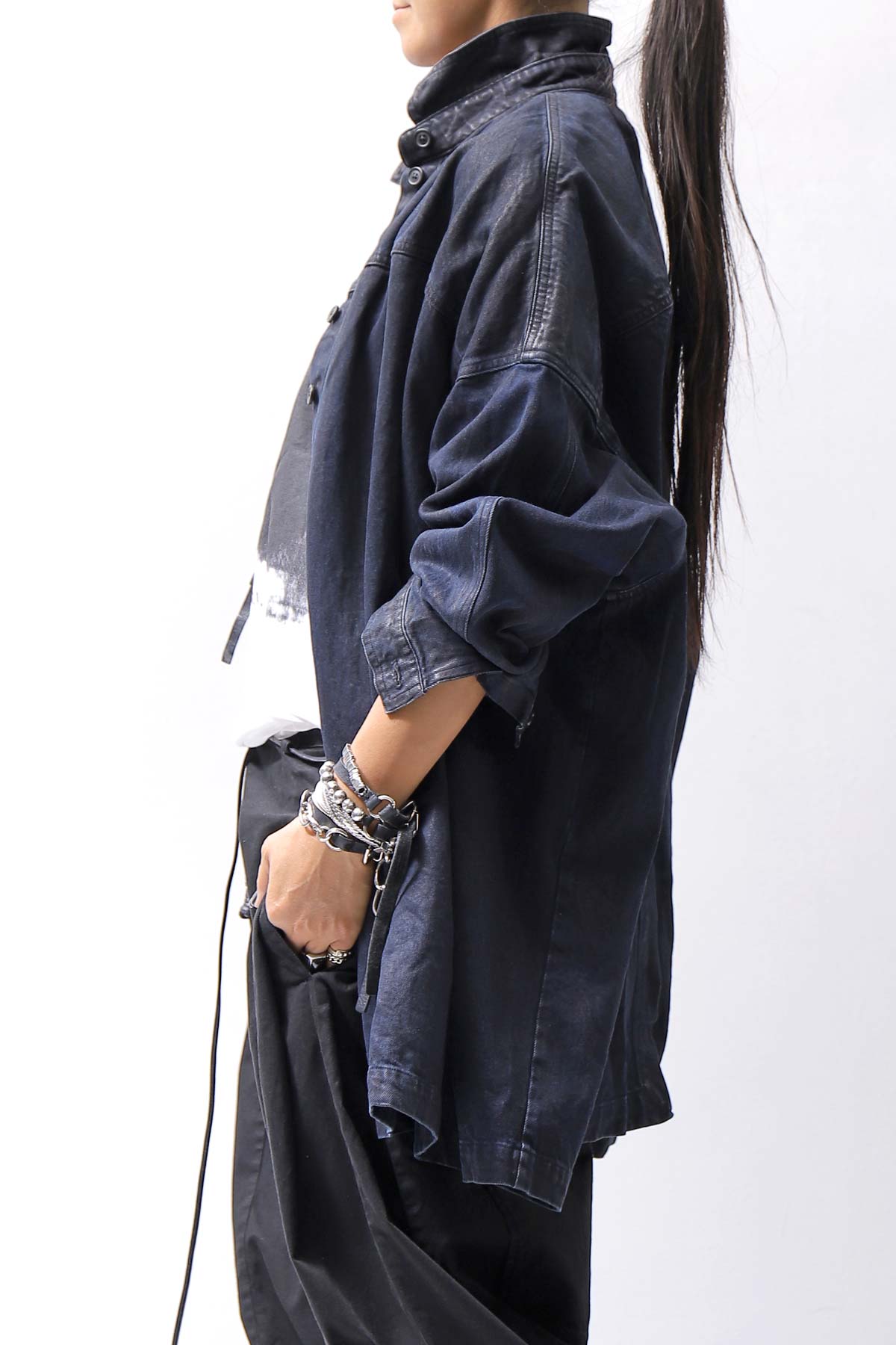 【RUNDHOLZ】 DENIM GLOSS OVER SIZED SHIRT 203_INDIGO BLACK GLOSS