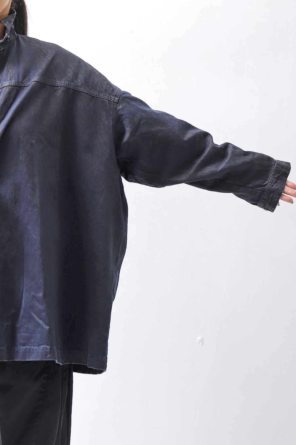 【RUNDHOLZ】 DENIM GLOSS OVER SIZED SHIRT 203_INDIGO BLACK GLOSS