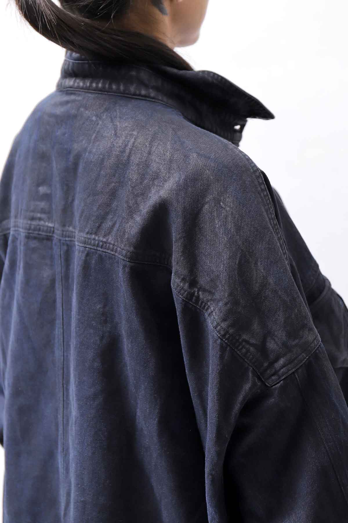 【RUNDHOLZ】 DENIM GLOSS OVER SIZED SHIRT 203_INDIGO BLACK GLOSS
