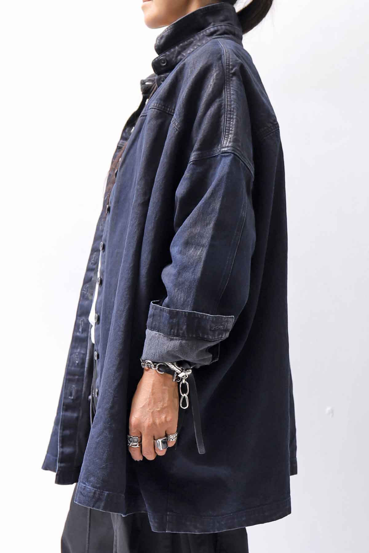 【RUNDHOLZ】 DENIM GLOSS OVER SIZED SHIRT 203_INDIGO BLACK GLOSS