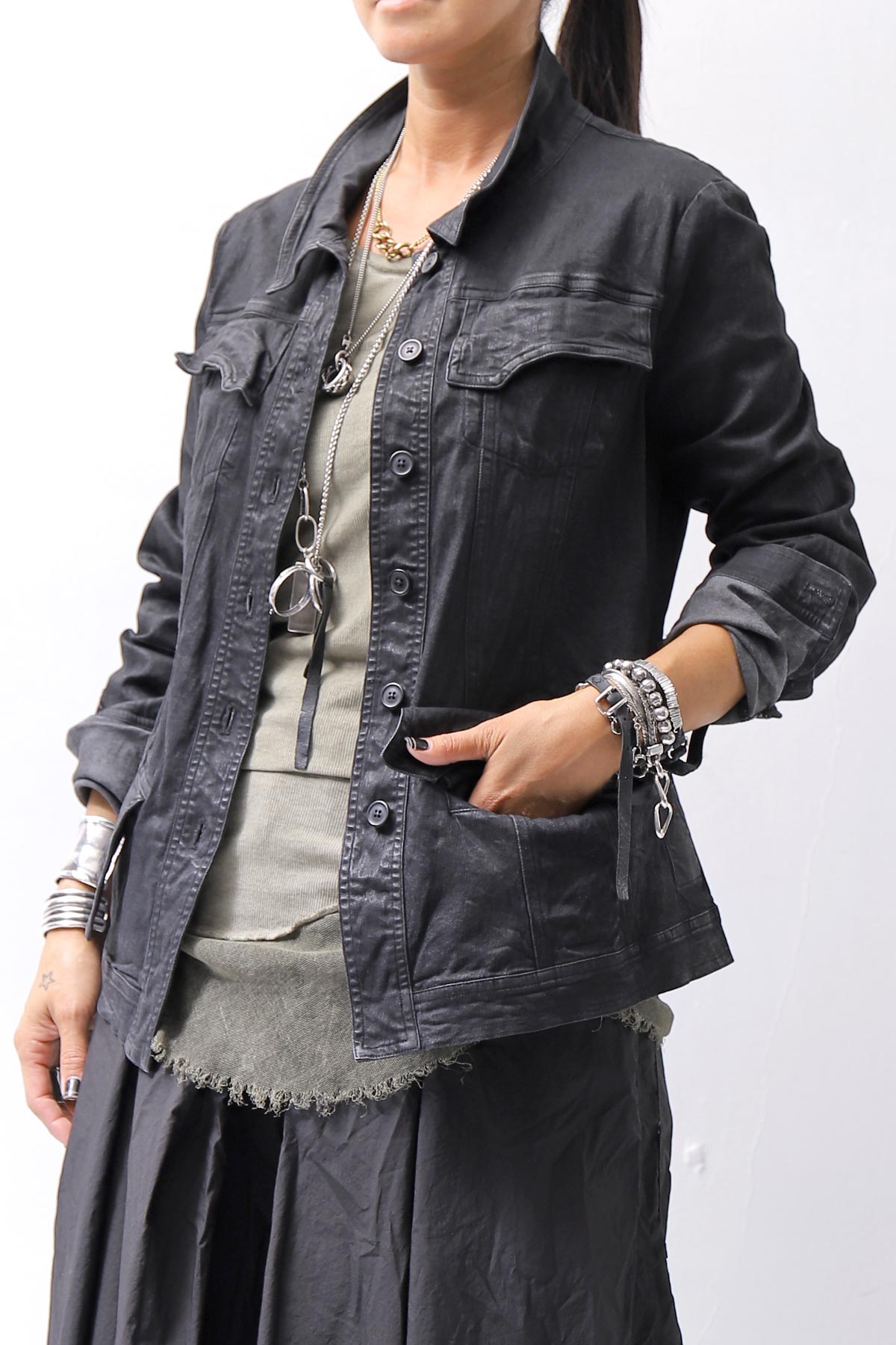 【RUNDHOLZ】 DENIM GLOSS JACKET 103_BLACK GLOSS