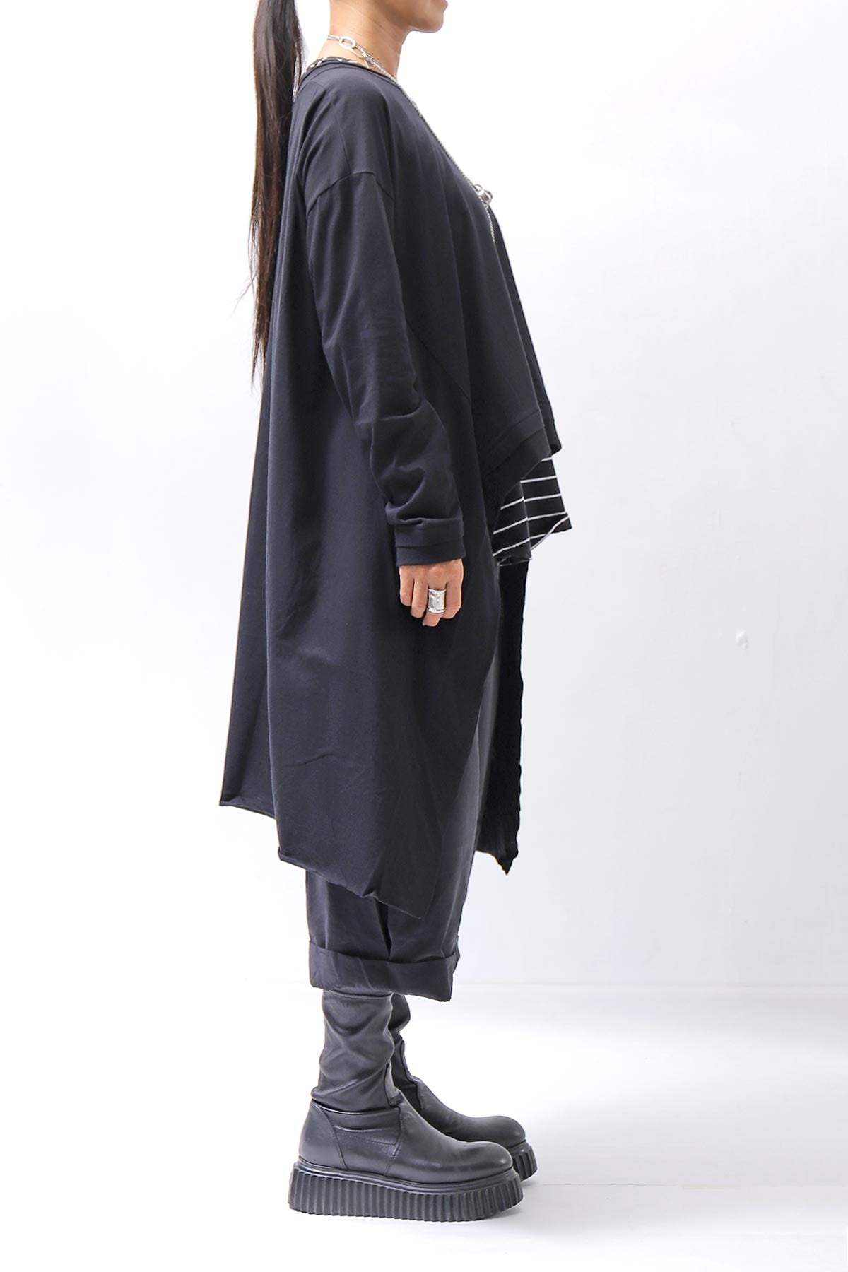 【studio b3】 ASYMMETRY COTTON LONG SLEEVE TOP RBB1982_BLACK