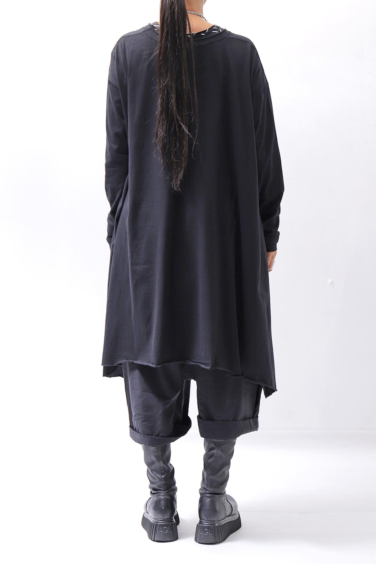 【studio b3】 ASYMMETRY COTTON LONG SLEEVE TOP RBB1982_BLACK