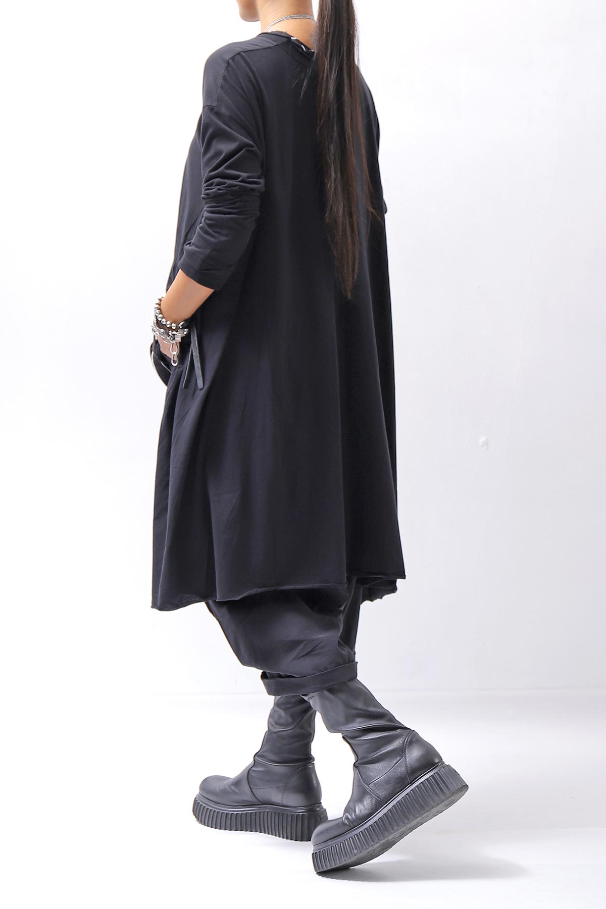 【studio b3】 ASYMMETRY COTTON LONG SLEEVE TOP RBB1982_BLACK