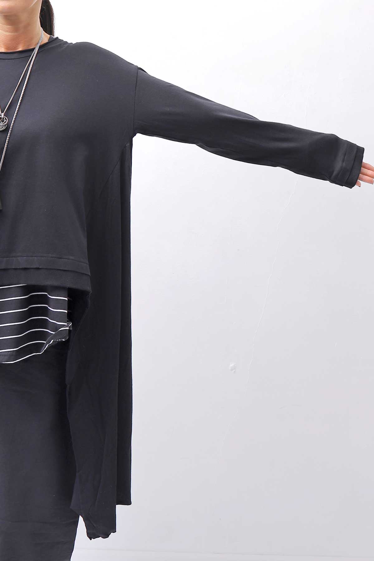 【studio b3】 ASYMMETRY COTTON LONG SLEEVE TOP RBB1982_BLACK