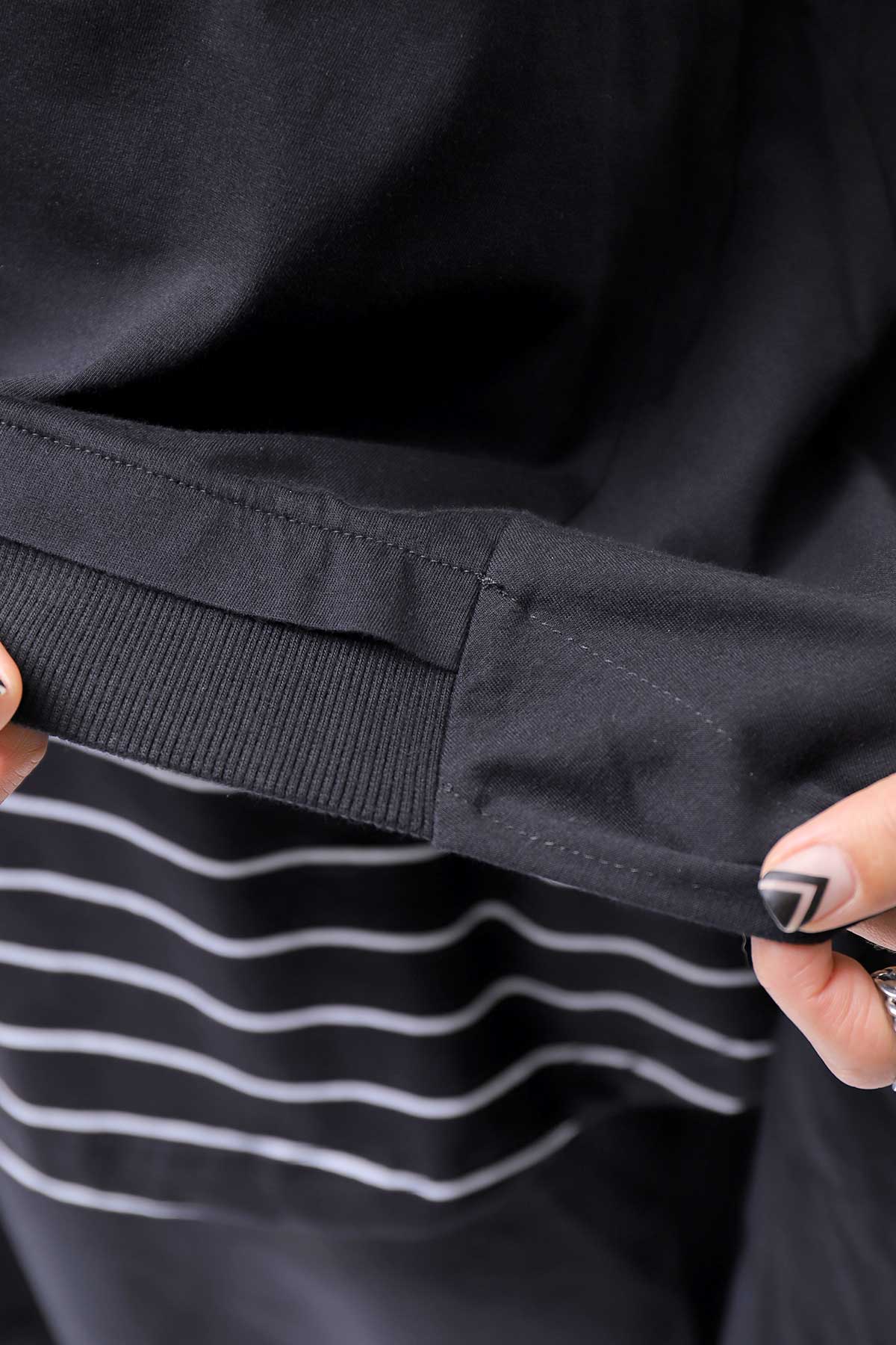 【studio b3】 ASYMMETRY COTTON LONG SLEEVE TOP RBB1982_BLACK