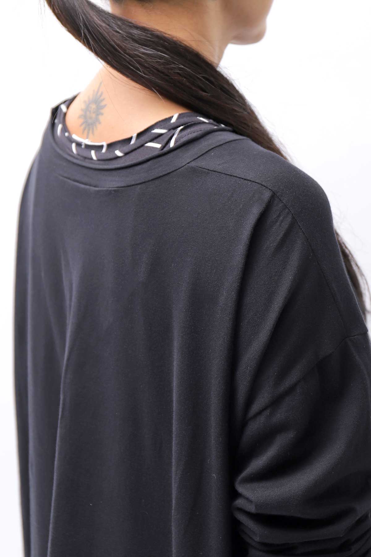 【studio b3】 ASYMMETRY COTTON LONG SLEEVE TOP RBB1982_BLACK