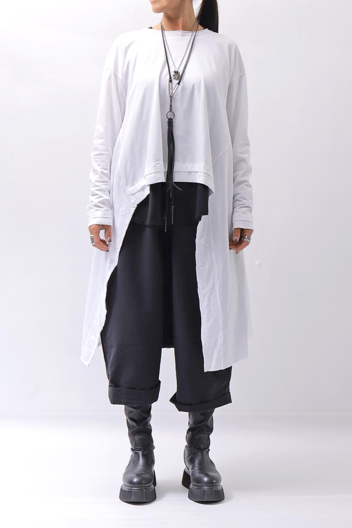 【studio b3】 ASYMMETRY COTTON LONG SLEEVE TOP RBB1982_WHITE