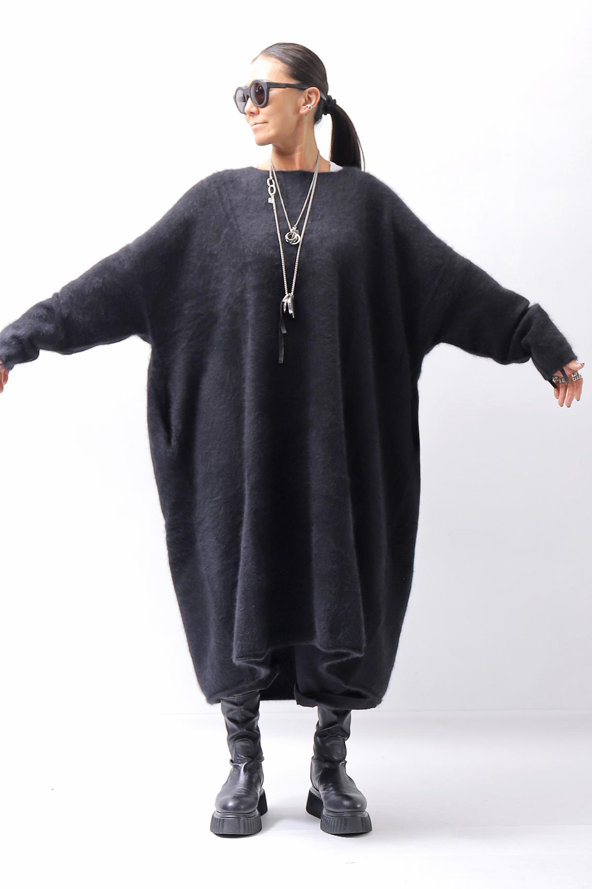 【RUNDHOLZ】 RACCOON COCOON KNIT DRESS_BLACK
