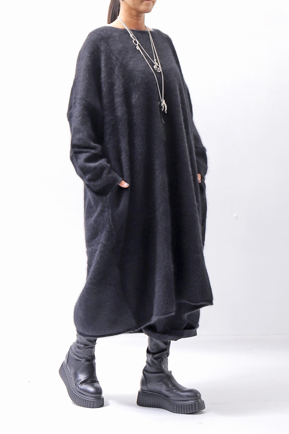 【RUNDHOLZ】 RACCOON COCOON KNIT DRESS_BLACK