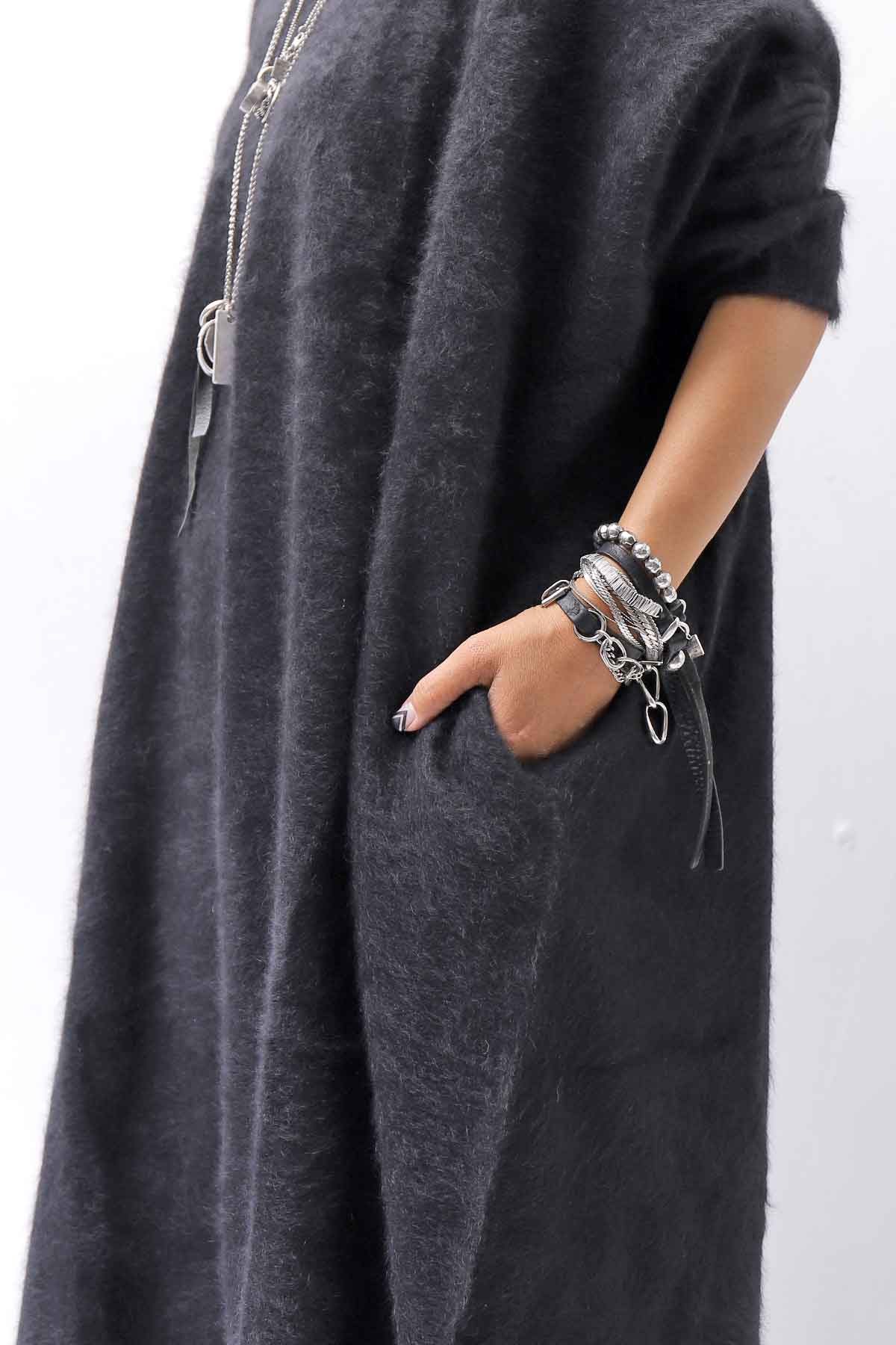 【RUNDHOLZ】 RACCOON COCOON KNIT DRESS_BLACK