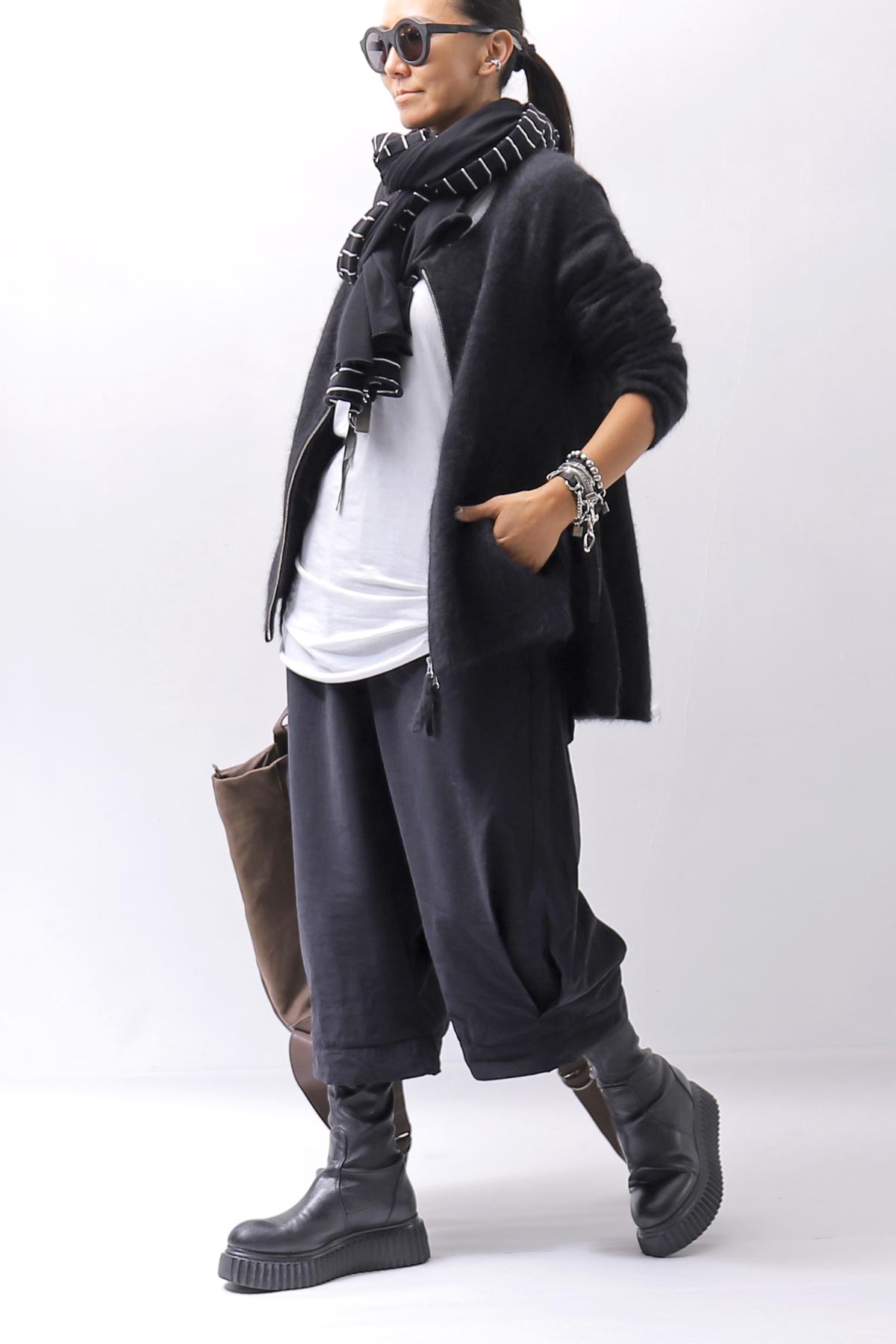 【RUNDHOLZ】 RACCOON ZIP UP CARDIGAN JACKET 141 7113_BLACK