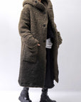【NOSTRASANTISSIMA】 UNISEX VIRGIN BOA KNIT HOODED COAT_KHAKI BROWN