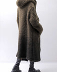 【NOSTRASANTISSIMA】 UNISEX VIRGIN BOA KNIT HOODED COAT_KHAKI BROWN