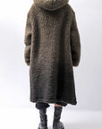 【NOSTRASANTISSIMA】 UNISEX VIRGIN BOA KNIT HOODED COAT_KHAKI BROWN