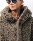 【NOSTRASANTISSIMA】 UNISEX VIRGIN BOA KNIT HOODED COAT_KHAKI BROWN