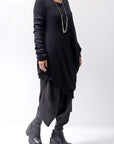 【RUNDHOLZ】 MERINO WOOL JERSEY W LAYERED ASYMMETRY LONG TOPS 118 0502_BLACK