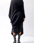 【RUNDHOLZ】 MERINO WOOL JERSEY W LAYERED ASYMMETRY LONG TOPS 118 0502_BLACK