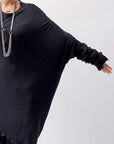 【RUNDHOLZ】 MERINO WOOL JERSEY W LAYERED ASYMMETRY LONG TOPS 118 0502_BLACK