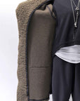 【NOSTRASANTISSIMA】 UNISEX VIRGIN BOA KNIT HOODED COAT_KHAKI BROWN
