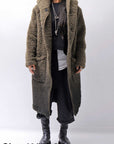 【NOSTRASANTISSIMA】 UNISEX VIRGIN BOA KNIT HOODED COAT_KHAKI BROWN