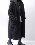 【NOSTRASANTISSIMA】 UNISEX VIRGIN BOA KNIT HOODED COAT_BLACK