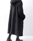 【NOSTRASANTISSIMA】 UNISEX VIRGIN BOA KNIT HOODED COAT_BLACK