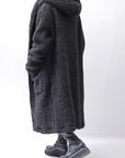 【NOSTRASANTISSIMA】 UNISEX VIRGIN BOA KNIT HOODED COAT_BLACK
