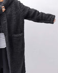 【NOSTRASANTISSIMA】 UNISEX VIRGIN BOA KNIT HOODED COAT_BLACK