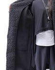 【NOSTRASANTISSIMA】 UNISEX VIRGIN BOA KNIT HOODED COAT_BLACK