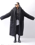 【NOSTRASANTISSIMA】 UNISEX VIRGIN BOA KNIT HOODED COAT_BLACK