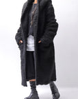 【NOSTRASANTISSIMA】 UNISEX VIRGIN BOA KNIT HOODED COAT_BLACK