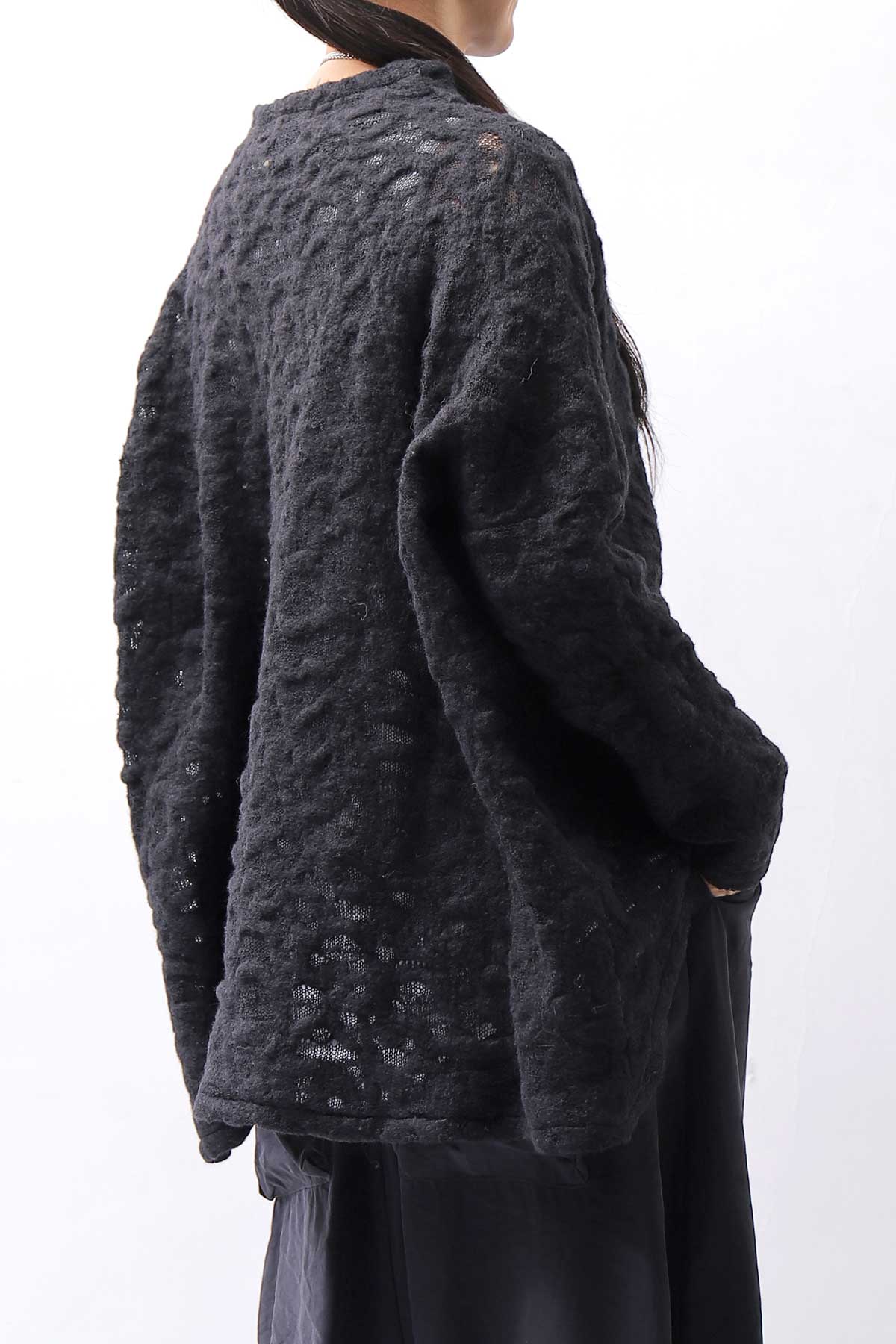 【NOSTRASANTISSIMA】 ASYMMETRY JACQUARD KNIT TOP M114_BLACK
