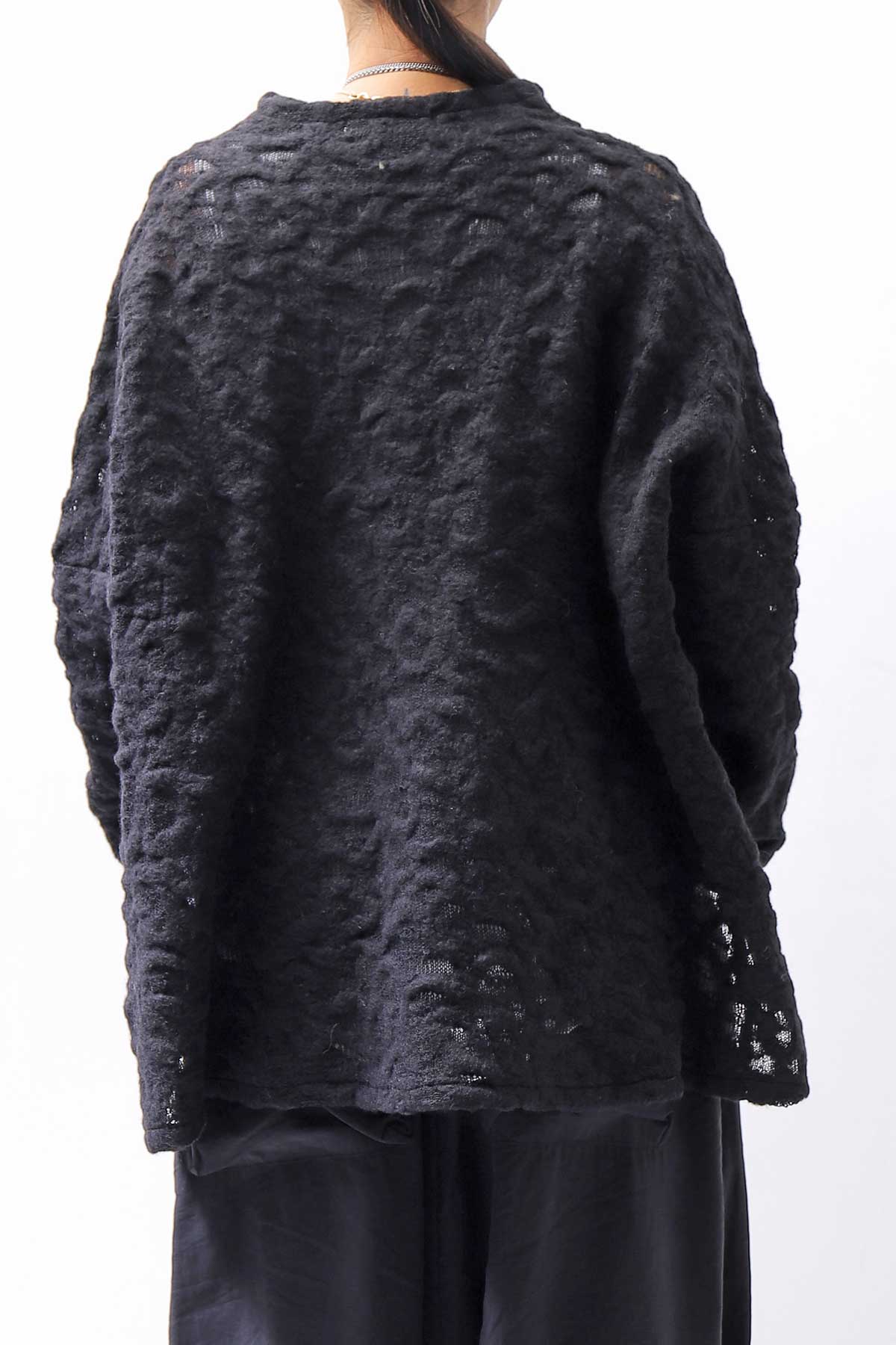 【NOSTRASANTISSIMA】 ASYMMETRY JACQUARD KNIT TOP M114_BLACK