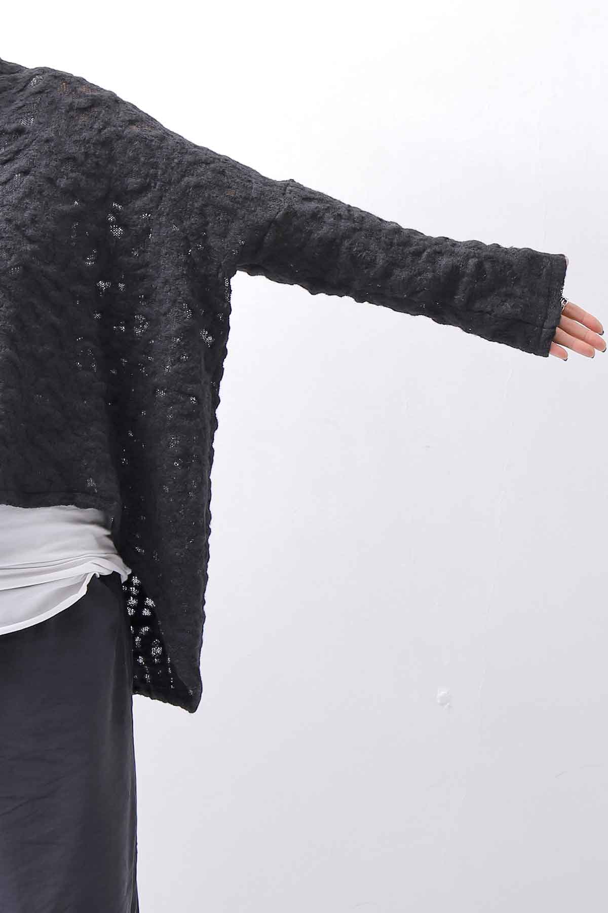 【NOSTRASANTISSIMA】 ASYMMETRY JACQUARD KNIT TOP M114_BLACK