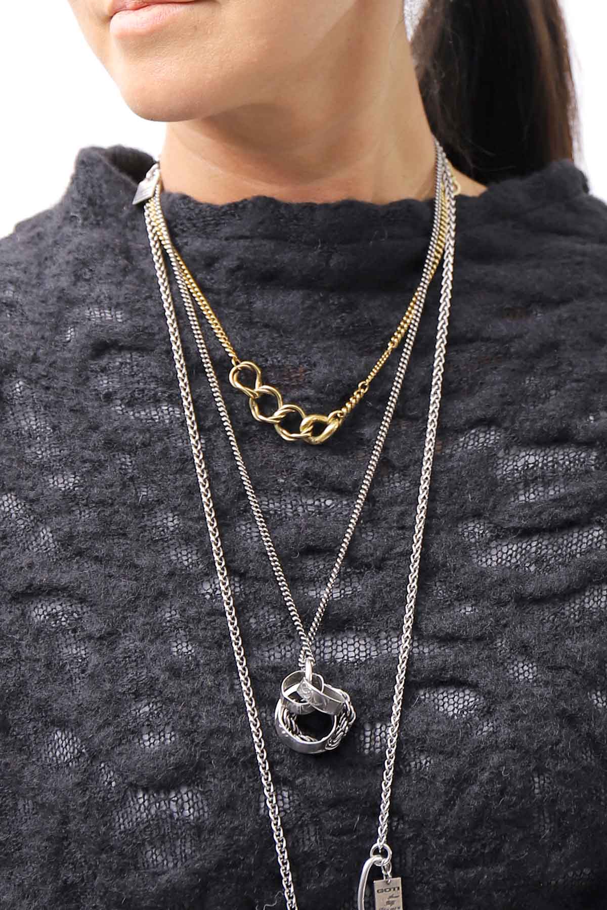 【NOSTRASANTISSIMA】 ASYMMETRY JACQUARD KNIT TOP M114_BLACK