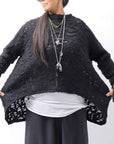 【NOSTRASANTISSIMA】 ASYMMETRY JACQUARD KNIT TOP M114_BLACK