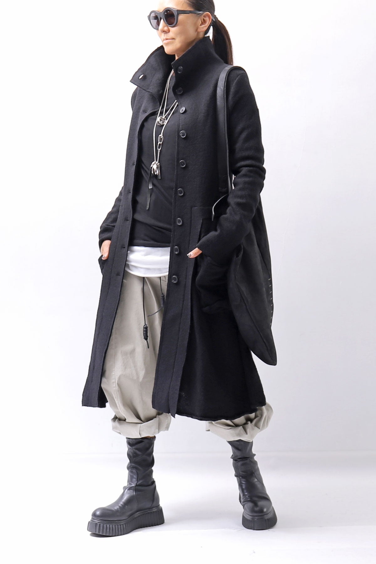【RUNDHOLZ】 BOILED WOOL & SOFT WOOL KNIT CARDIGAN COAT 388 1203_BLACK