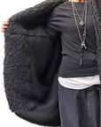【NOSTRASANTISSIMA】 UNISEX OVERSIZED COCOON VIRGIN WOOL BOA KNIT CARDIGAN_BLACK