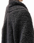【NOSTRASANTISSIMA】 UNISEX OVERSIZED COCOON VIRGIN WOOL BOA KNIT CARDIGAN_BLACK