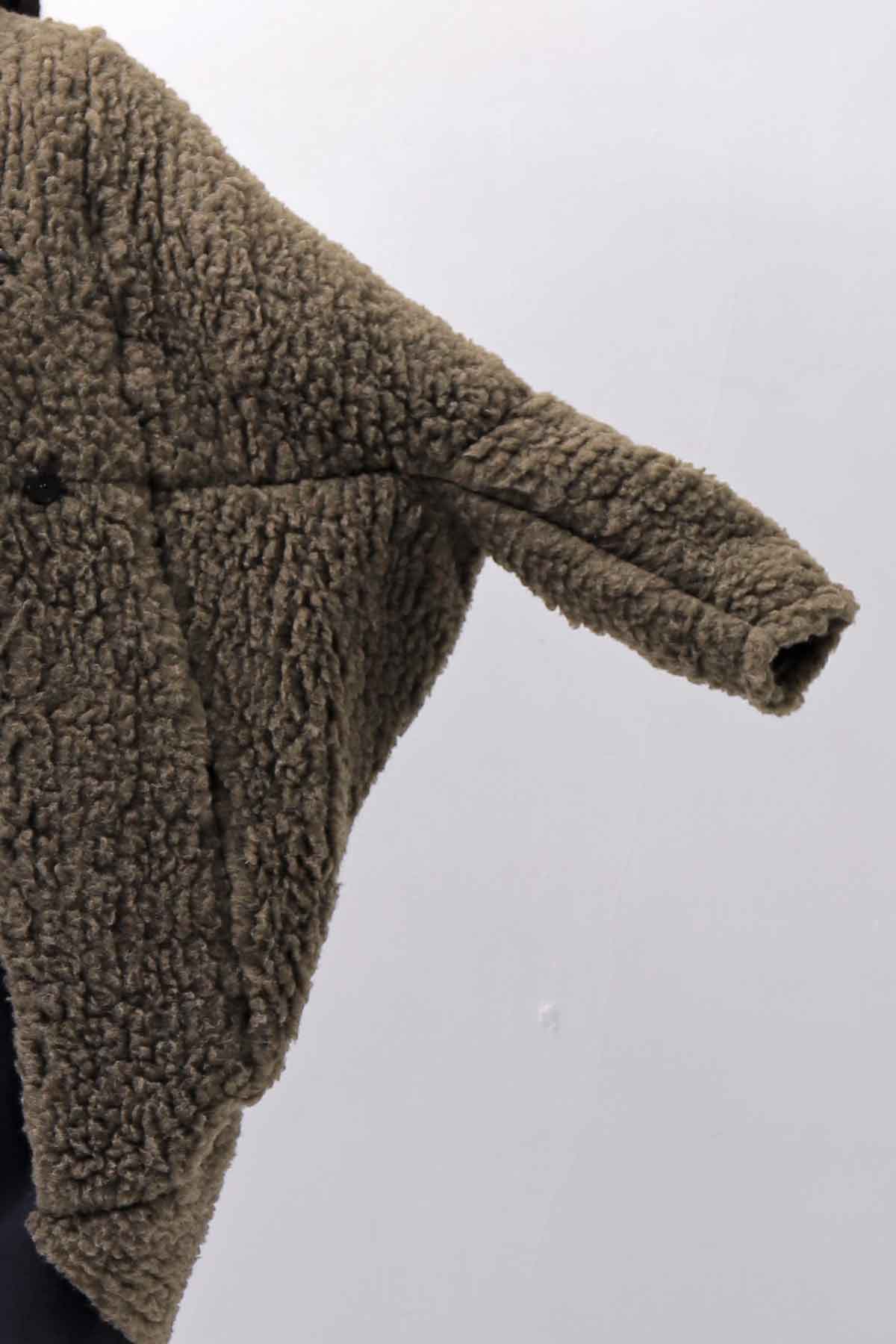 【NOSTRASANTISSIMA】 UNISEX OVERSIZED COCOON VIRGIN WOOL BOA KNIT CARDIGAN_KHAKI BROWN