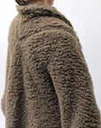 【NOSTRASANTISSIMA】 UNISEX OVERSIZED COCOON VIRGIN WOOL BOA KNIT CARDIGAN_KHAKI BROWN