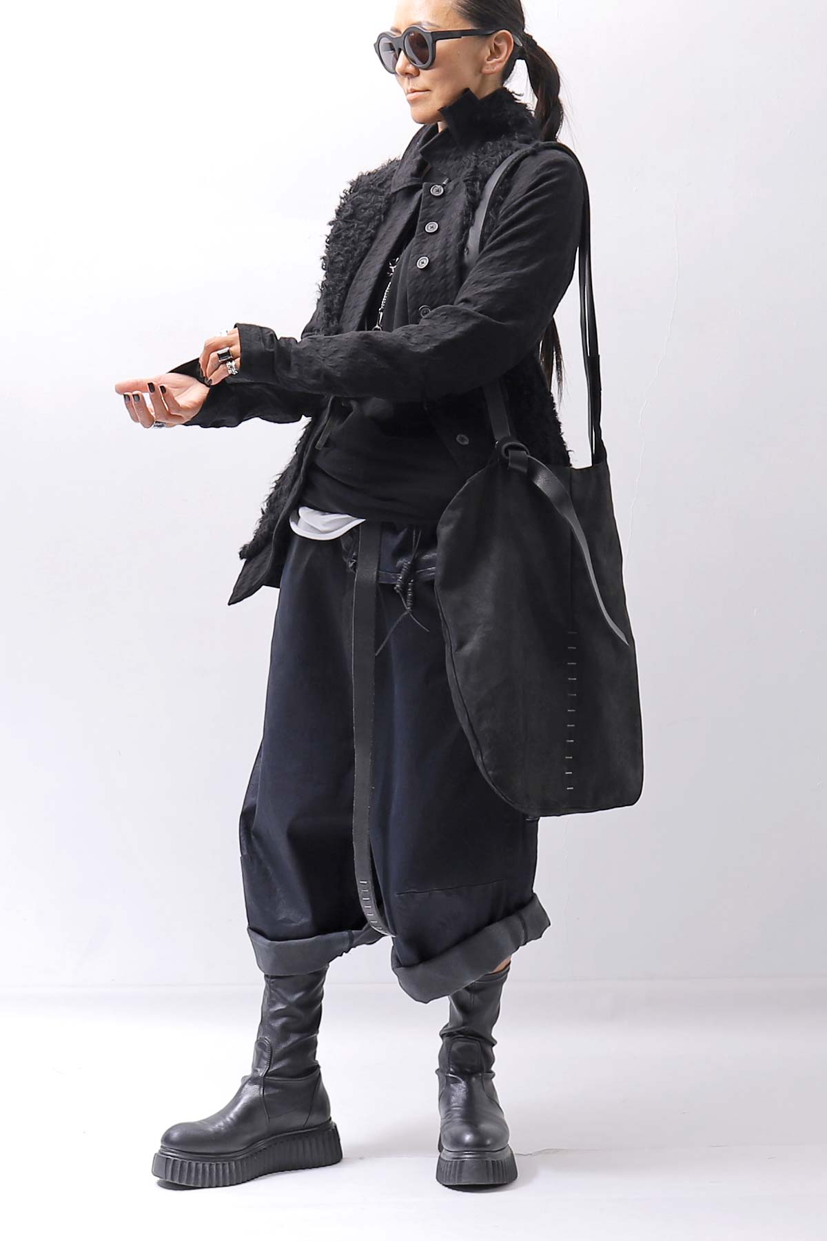 【RUNDHOLZ】 MIXED MATERIAL STRETCH JACKET 111 1107_BLACK